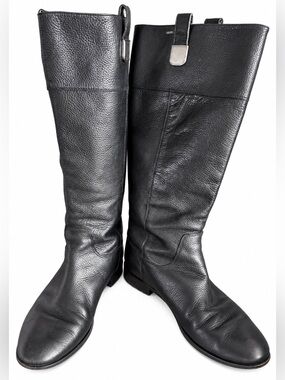 Banana Republic Black Pebble Leather Knee High Riding Boots Equestrian Style 6.5